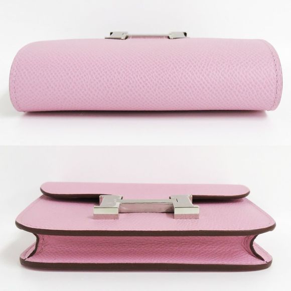 Hermes Constance Slim Compact Wallet Accessory Mauve Silvestre Silver Pink - Picture 3 of 6